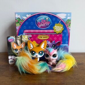 New Littlest Pet Shop LPS 489 490 Fox Squirrel Pastel Fuzzy Tails Pet Pair
